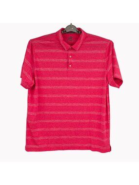 Puma Mens Pink Striped Polo Shirt XXL Lightweight Short Sleeve Golf Top